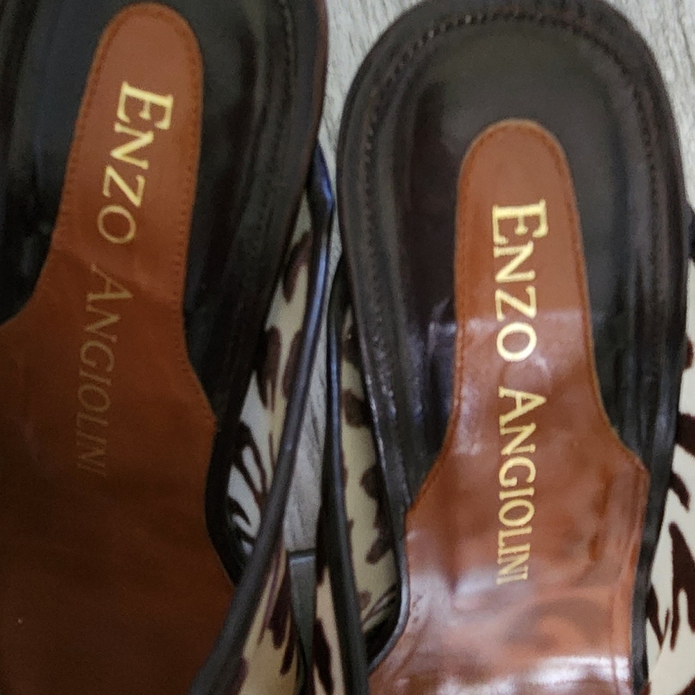 Enzo Angiolini Leopard-Print Open-Toe Mules in Brown and Black - Picture 7 of 12